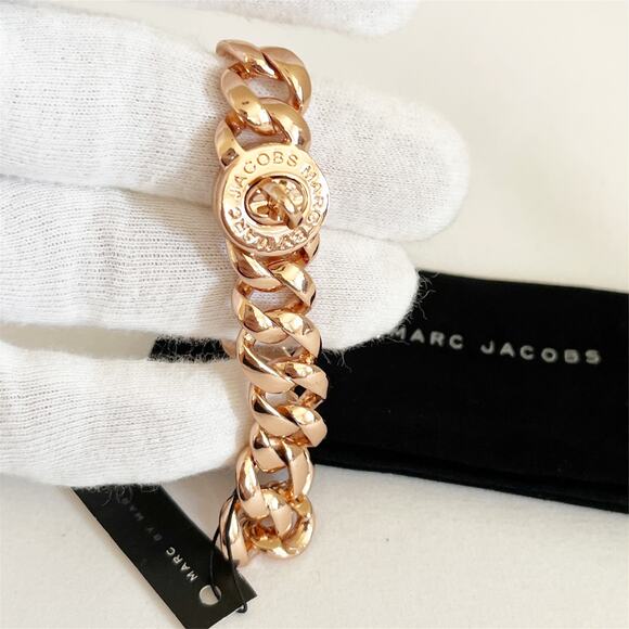 MARC JACOBS RoseGold Tone Katie Logo Link Bracelet NWT - Picture 3 of 9